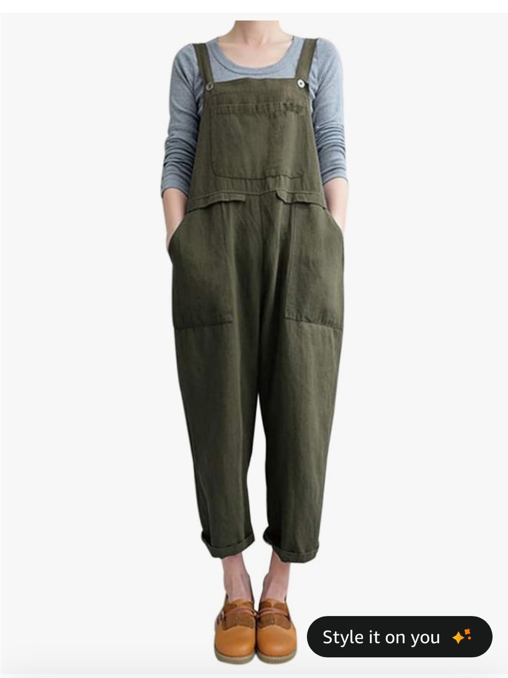 Women’s Olive Green Lightweight Summer Overalls